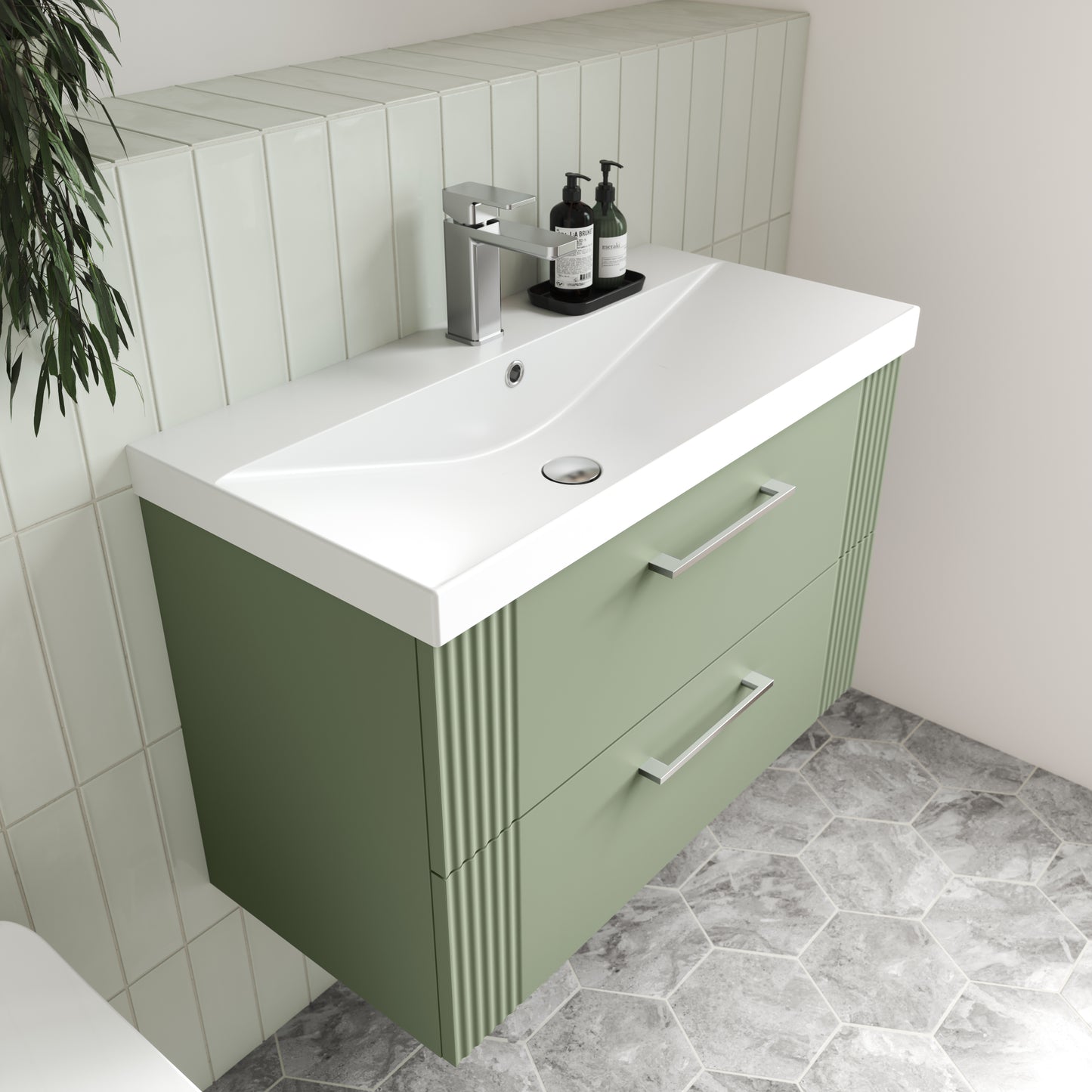 NUIE 600mm Wall Hung 2 Drawer Vanity & Basin 3