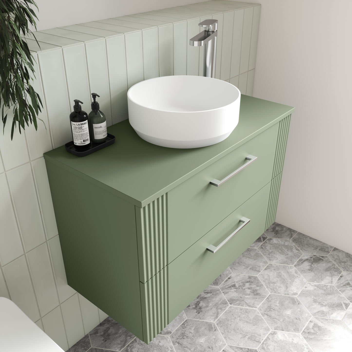 NUIE 600mm Wall Hung 2 Drawer Vanity & Worktop