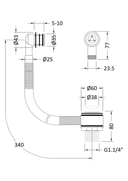 NUIE Stone Basin Waste With Brass Overflow - Brushed Bronze