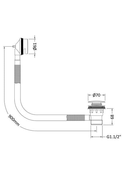 NUIE Inset Bath Push Button Waste