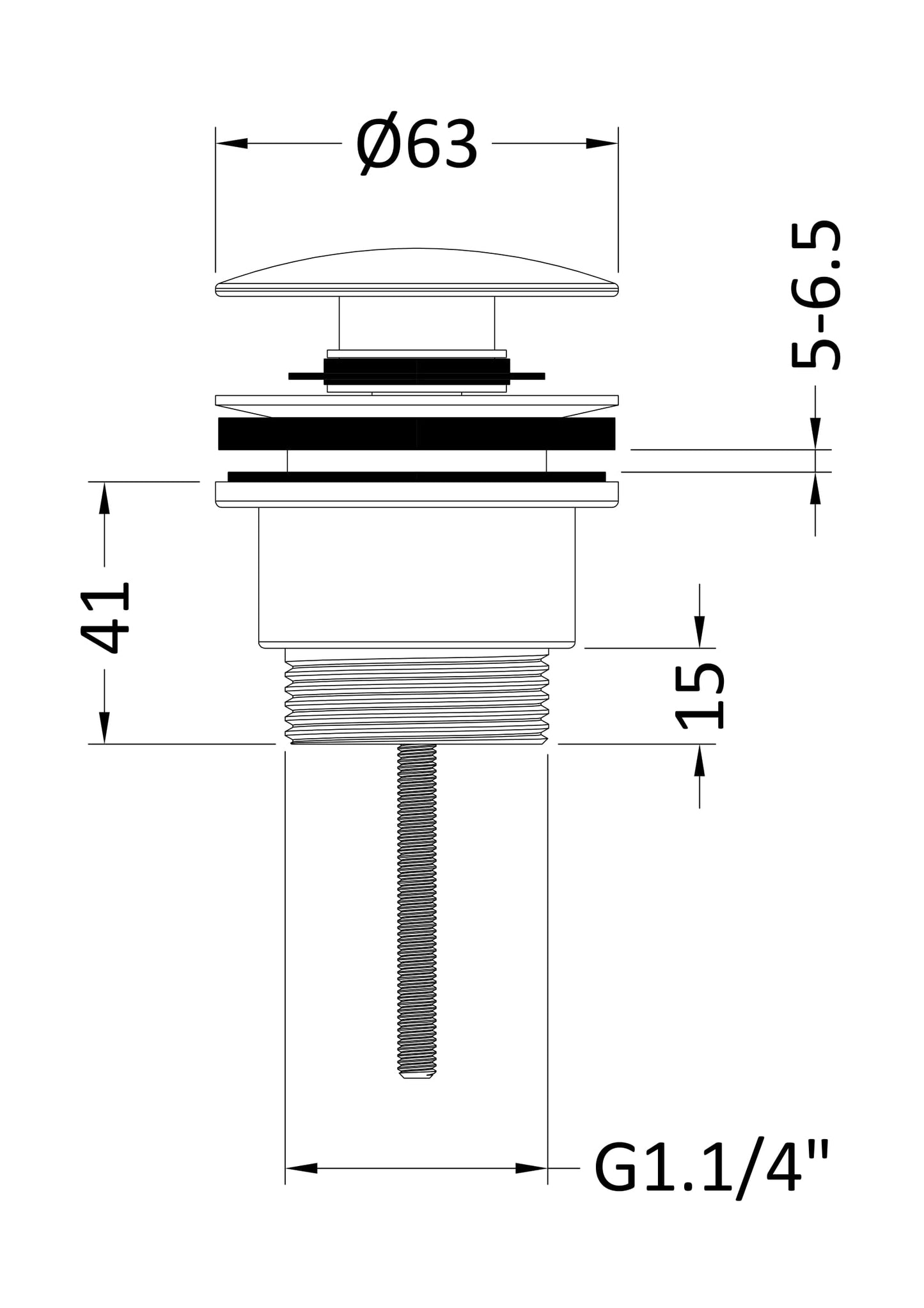 NUIE Universal Push Button Basin Waste Slotted & Un-Slotted