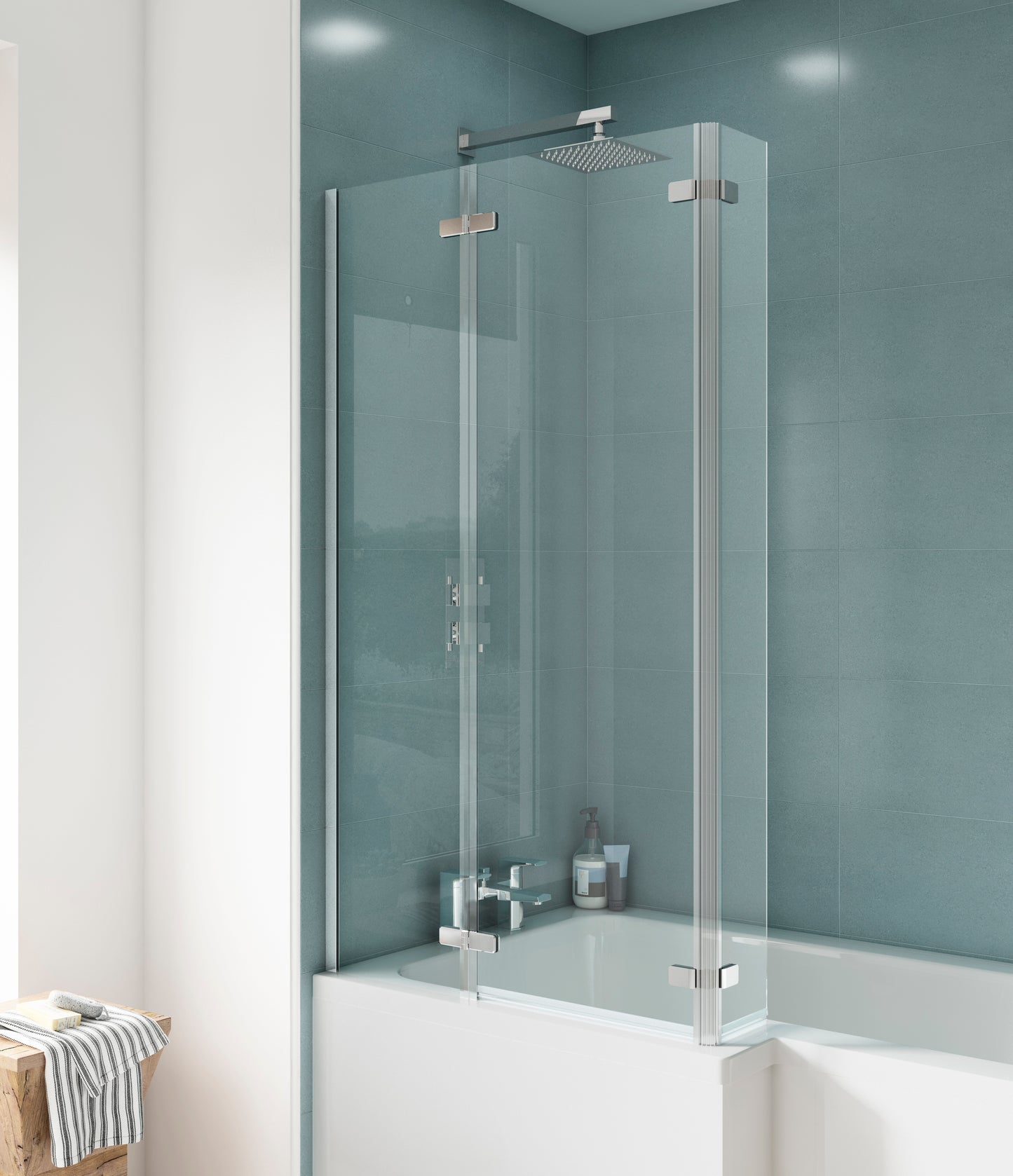 NUIE L-Shaped Hinged Bath Screen
