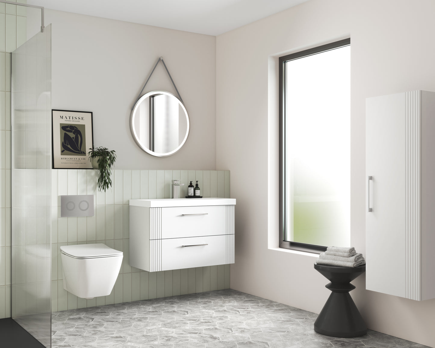 NUIE 800mm Wall Hung 2 Drawer Vanity & Basin 2