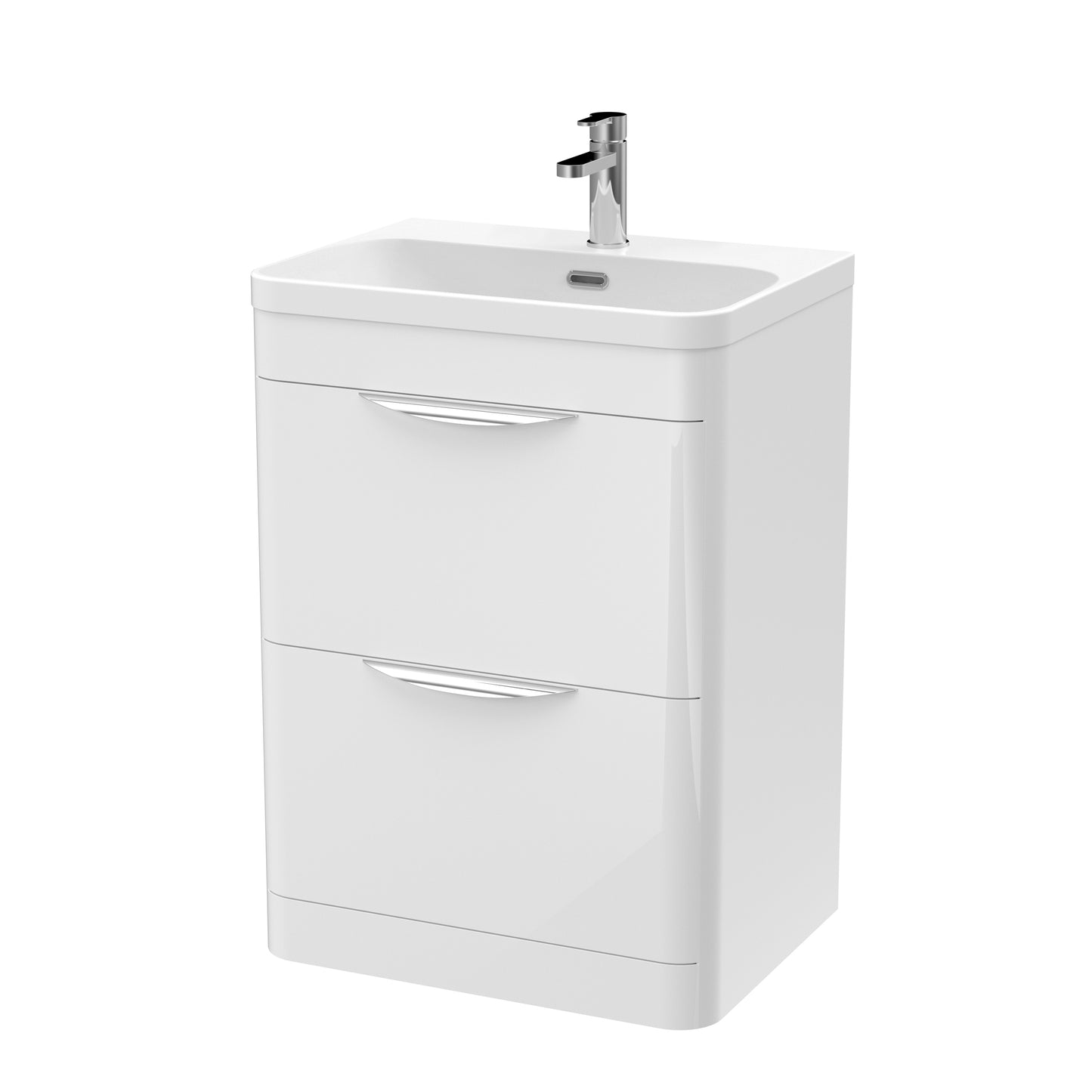 NUIE 600mm Floor Standing Vanity & Thin Edge Ceramic Basin
