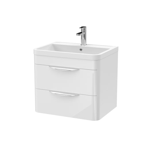 NUIE 600mm Wall Hung Vanity & Ceramic Basin