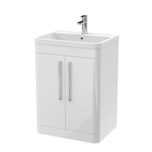 NUIE 600mm Floor Standing 2 Door Vanity & Polymarble Basin