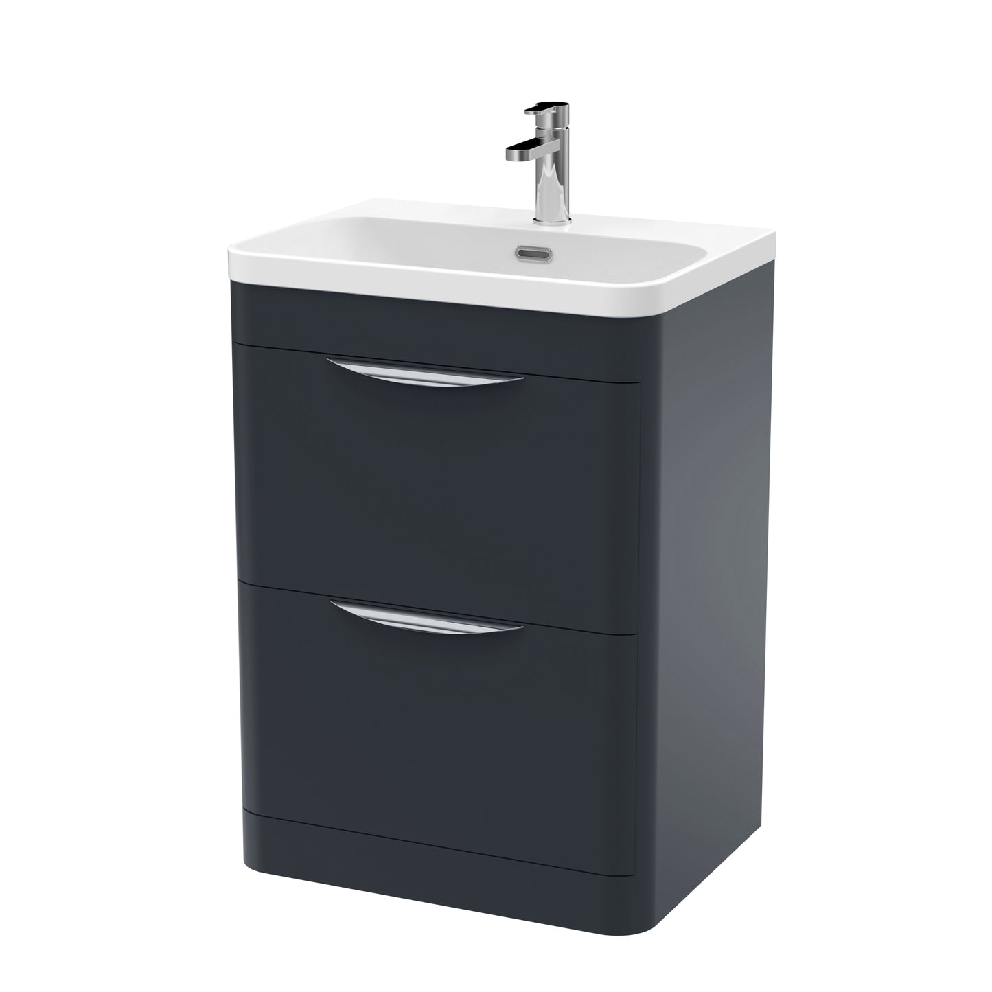NUIE 600mm Floor Standing 2 Drawer Vanity & Thin Edge Ceramic Basin