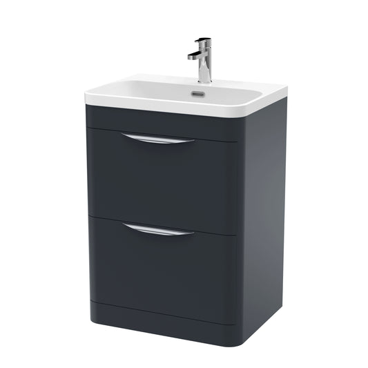 NUIE 600mm Floor Standing 2 Drawer Vanity & Thin Edge Ceramic Basin