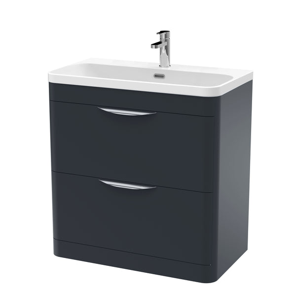 NUIE 800mm Floor Standing 2 Drawer Vanity & Thin Edge Ceramic Basin