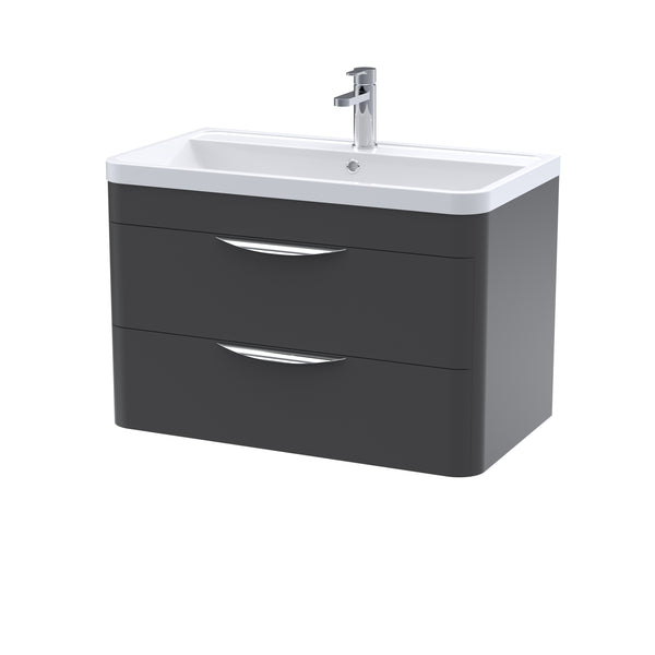 NUIE 800mm Wall Hung 2 Drawer Vanity & Ceramic Basin