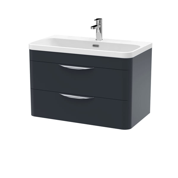 NUIE 800mm Wall Hung 2 Drawer Vanity & Thin Edge Ceramic Basin
