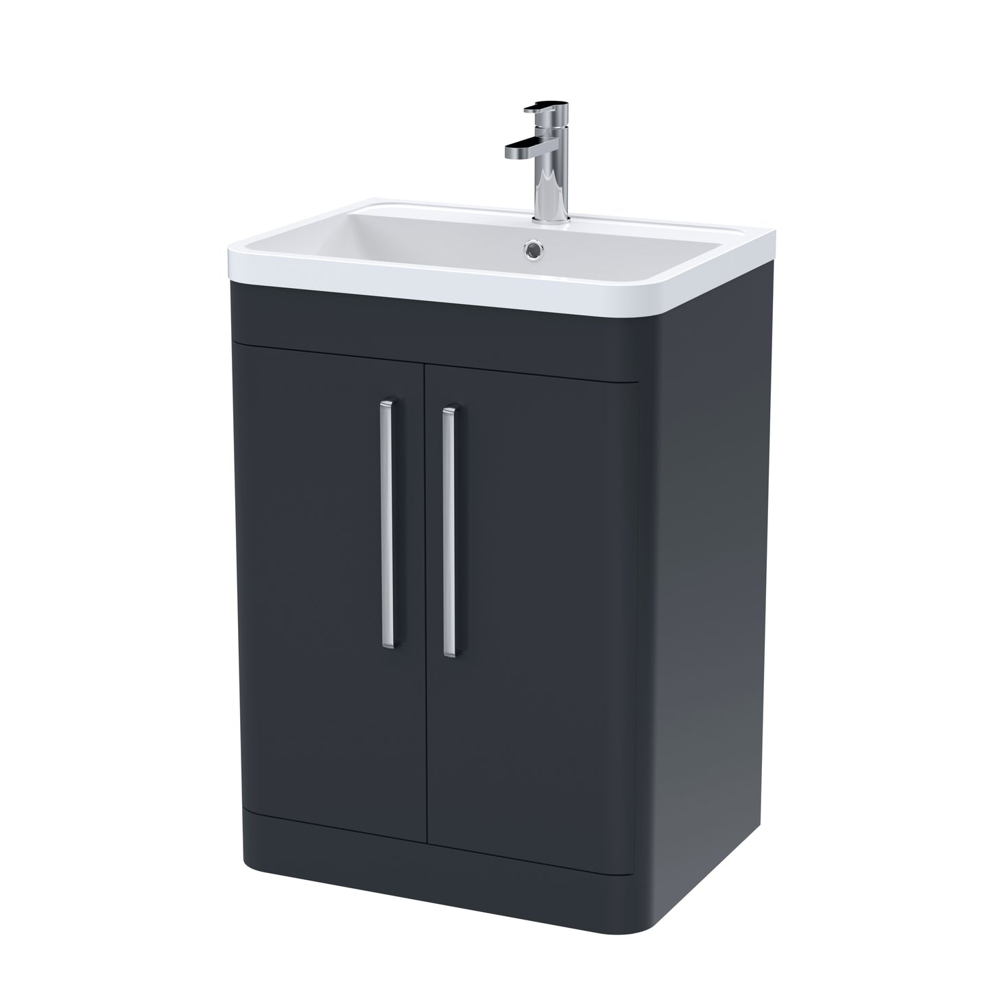 NUIE 600mm Floor Standing 2 Door Vanity & Polymarble Basin