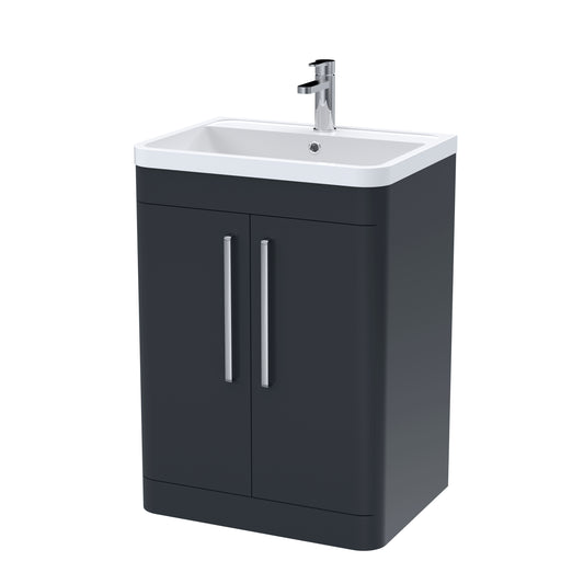 NUIE 600mm Floor Standing 2 Door Vanity & Polymarble Basin