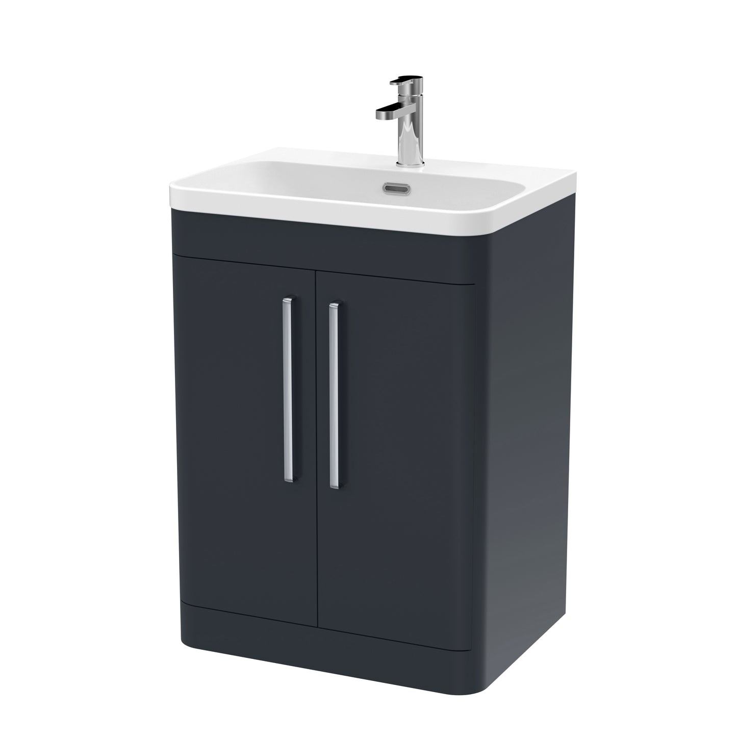 NUIE 600mm Floor Standing 2 Door Vanity & Thin Edge Ceramic Basin