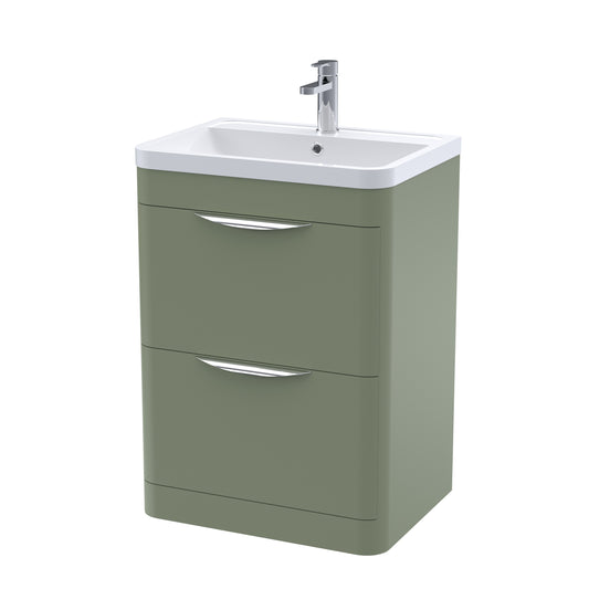 NUIE 600mm Floor Standing 2 Drawer Vanity & Ceramic Basin