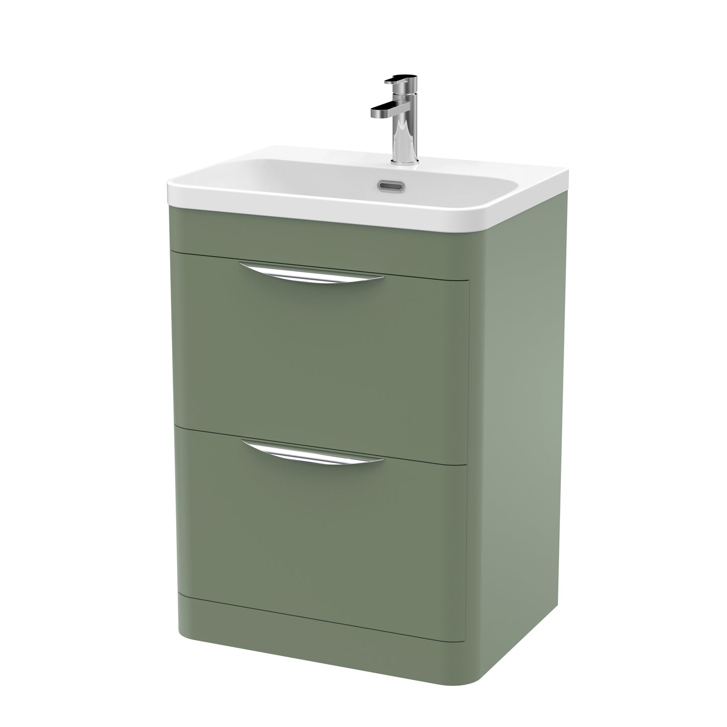 NUIE 600mm Floor Standing 2 Drawer Vanity & Thin Edge Ceramic Basin