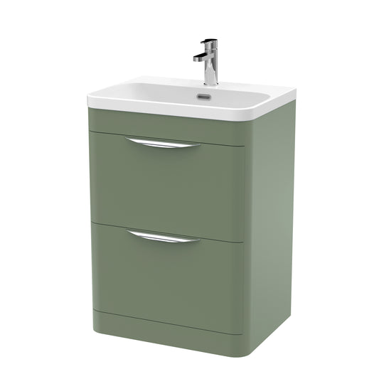 NUIE 600mm Floor Standing 2 Drawer Vanity & Thin Edge Ceramic Basin