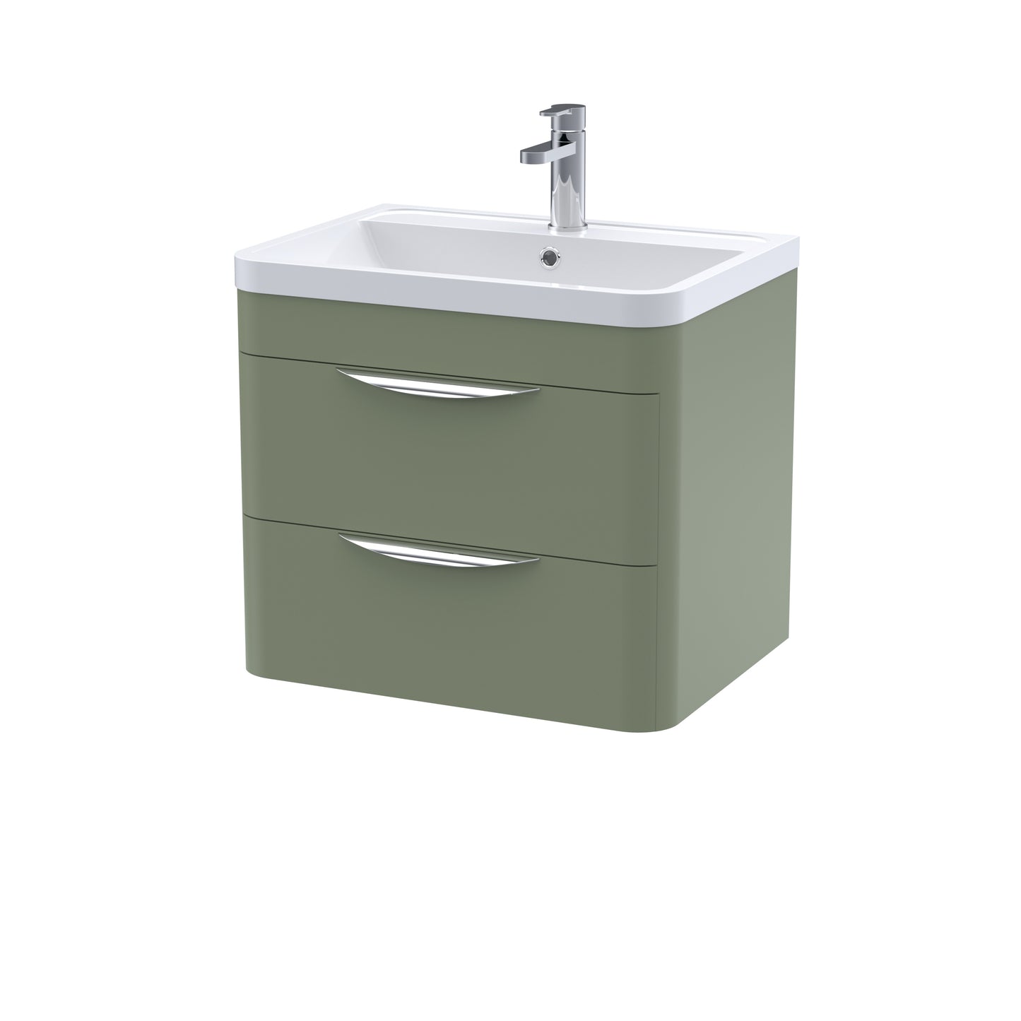NUIE 600mm Wall Hung 2 Drawer Vanity & Ceramic Basin