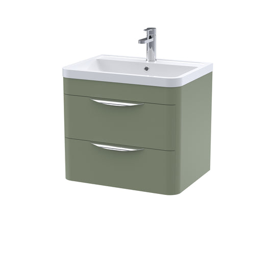NUIE 600mm Wall Hung 2 Drawer Vanity & Ceramic Basin