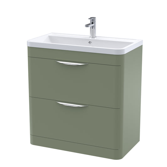 NUIE 800mm Floor Standing 2 Drawer Vanity & Ceramic Basin