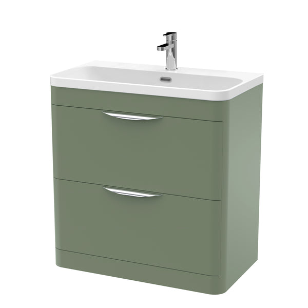 NUIE 800mm Floor Standing 2 Drawer Vanity & Thin Edge Ceramic Basin