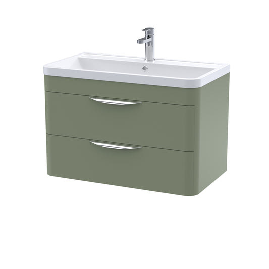 NUIE 800mm Wall Hung 2 Drawer Vanity & Ceramic Basin