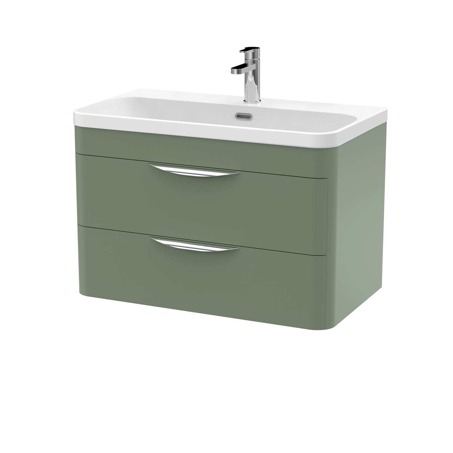 NUIE 800mm Wall Hung 2 Drawer Vanity & Thin Edge Ceramic Basin