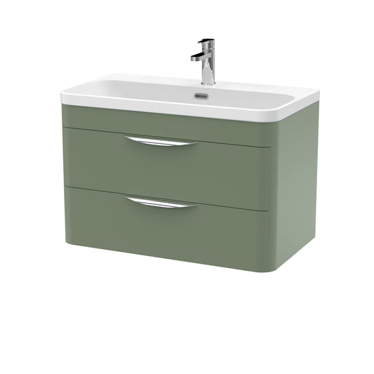 NUIE 800mm Wall Hung 2 Drawer Vanity & Thin Edge Ceramic Basin