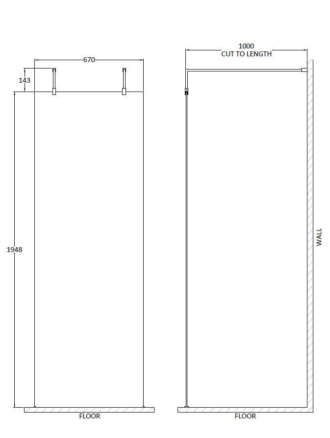 Hudson Reed 700mm Wetroom Screen With Arms and Feet