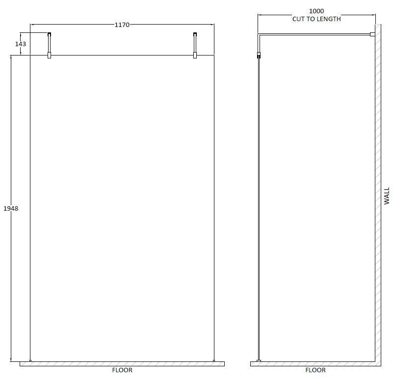 Hudson Reed 1200mm Wetroom Screen With Arms and Feet