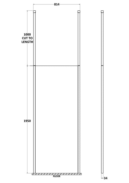 Hudson Reed 800mm Wetroom Screen With Ceiling Post