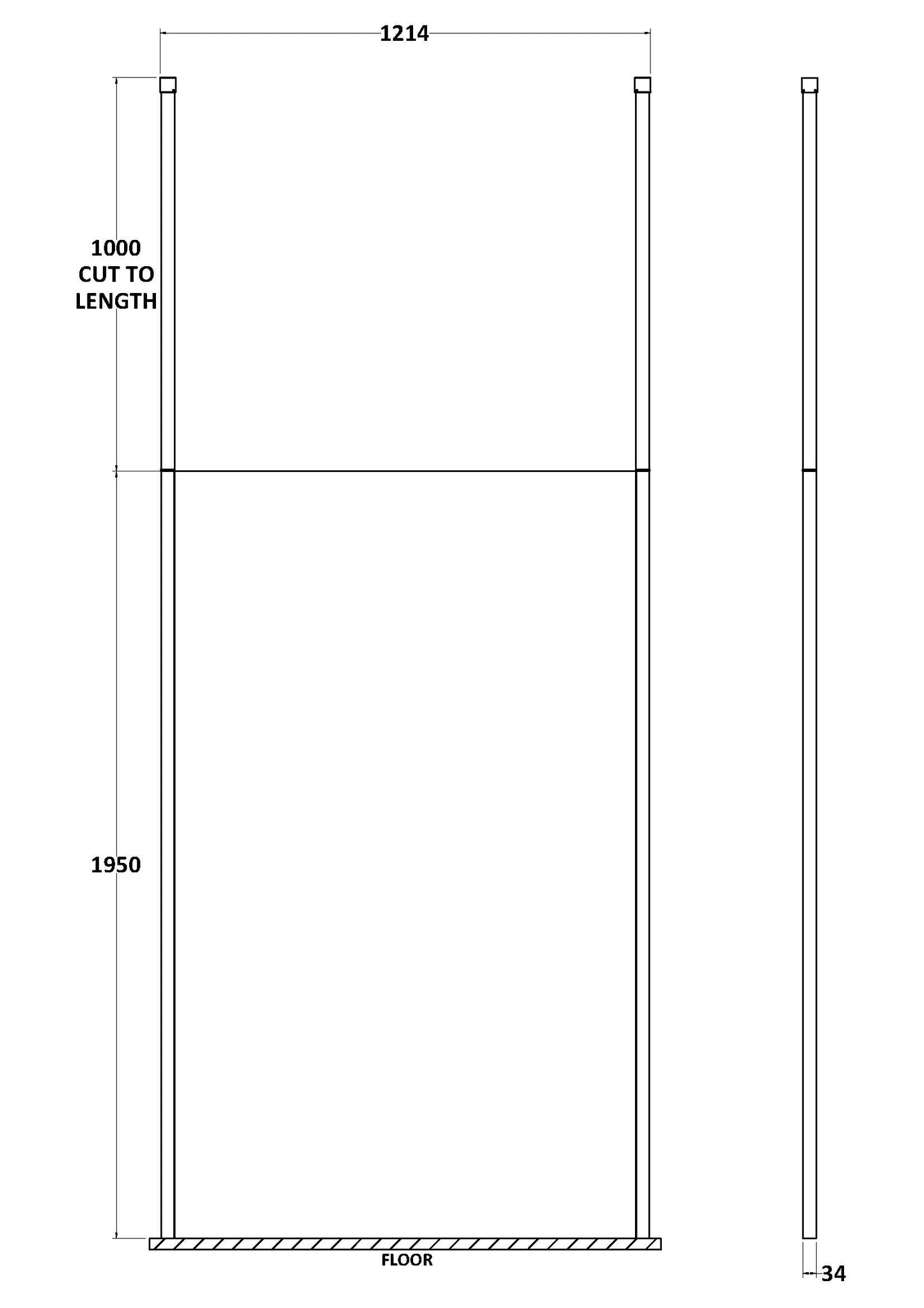 Hudson Reed 1200mm Wetroom Screen With Ceiling Post