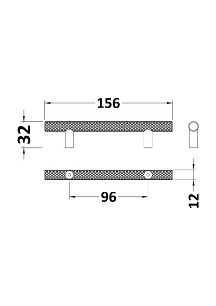 NUIE Knurled Bar Handle 96mm