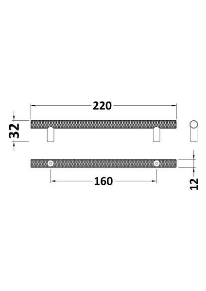 NUIE Knurled Bar Handle 160mm