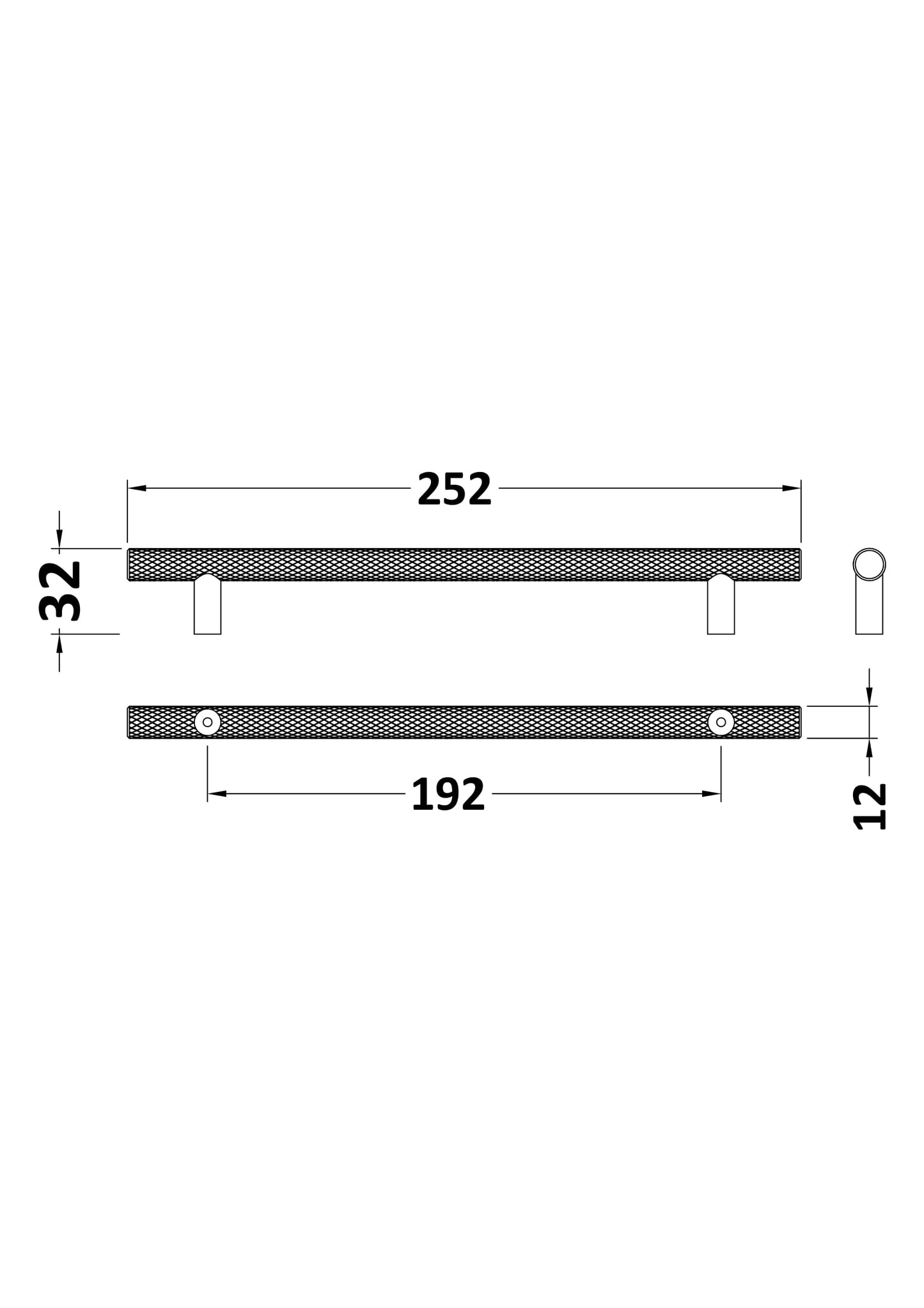 NUIE Knurled Bar Handle 192mm