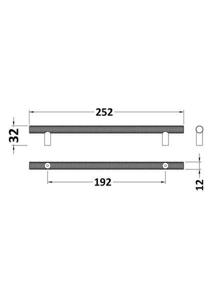 NUIE Knurled Bar Handle 192mm
