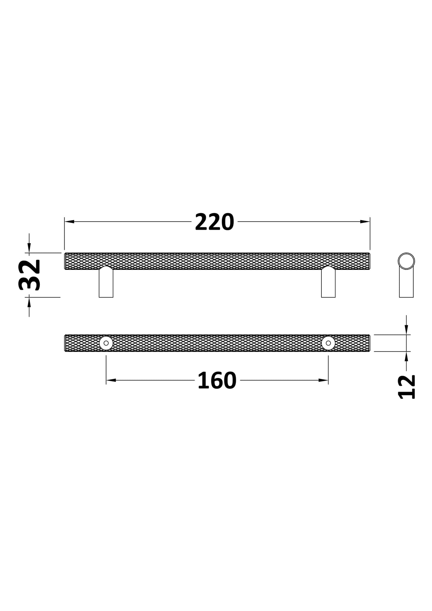 NUIE Knurled Bar Handle 160mm
