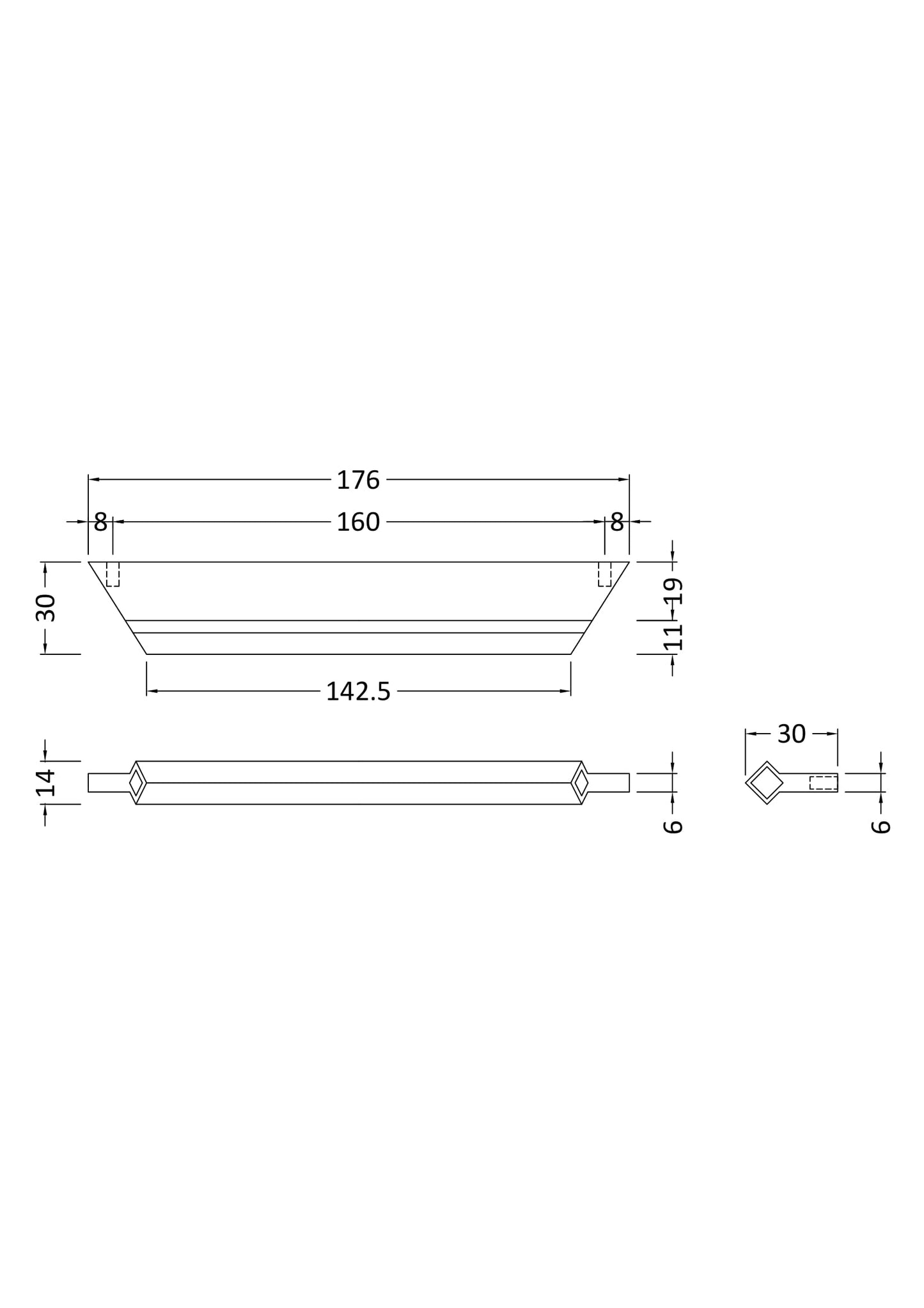 NUIE Profile Handle 160mm