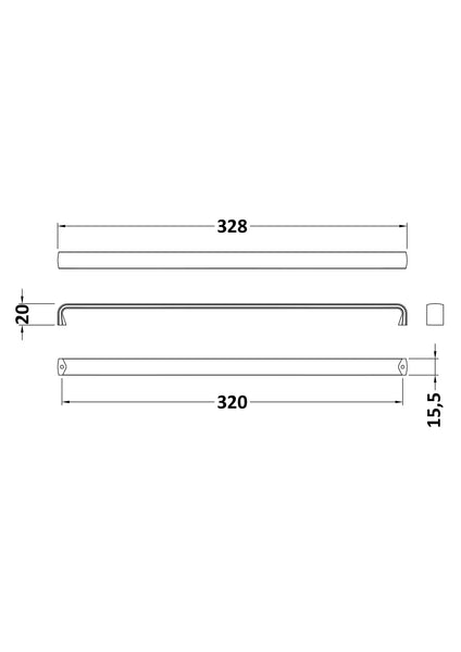 NUIE 328mm D Handle Chrome