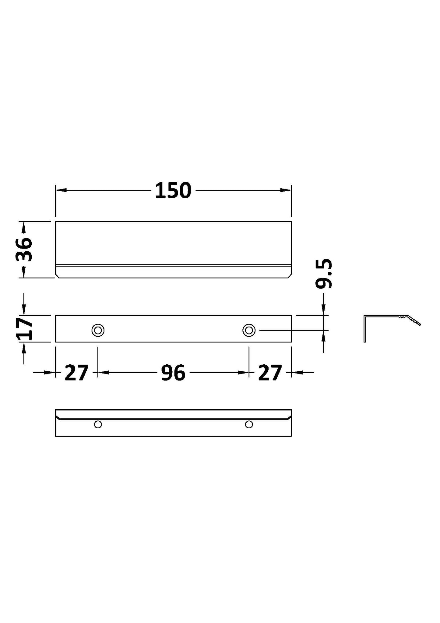 NUIE Finger Pull Handle 150mm