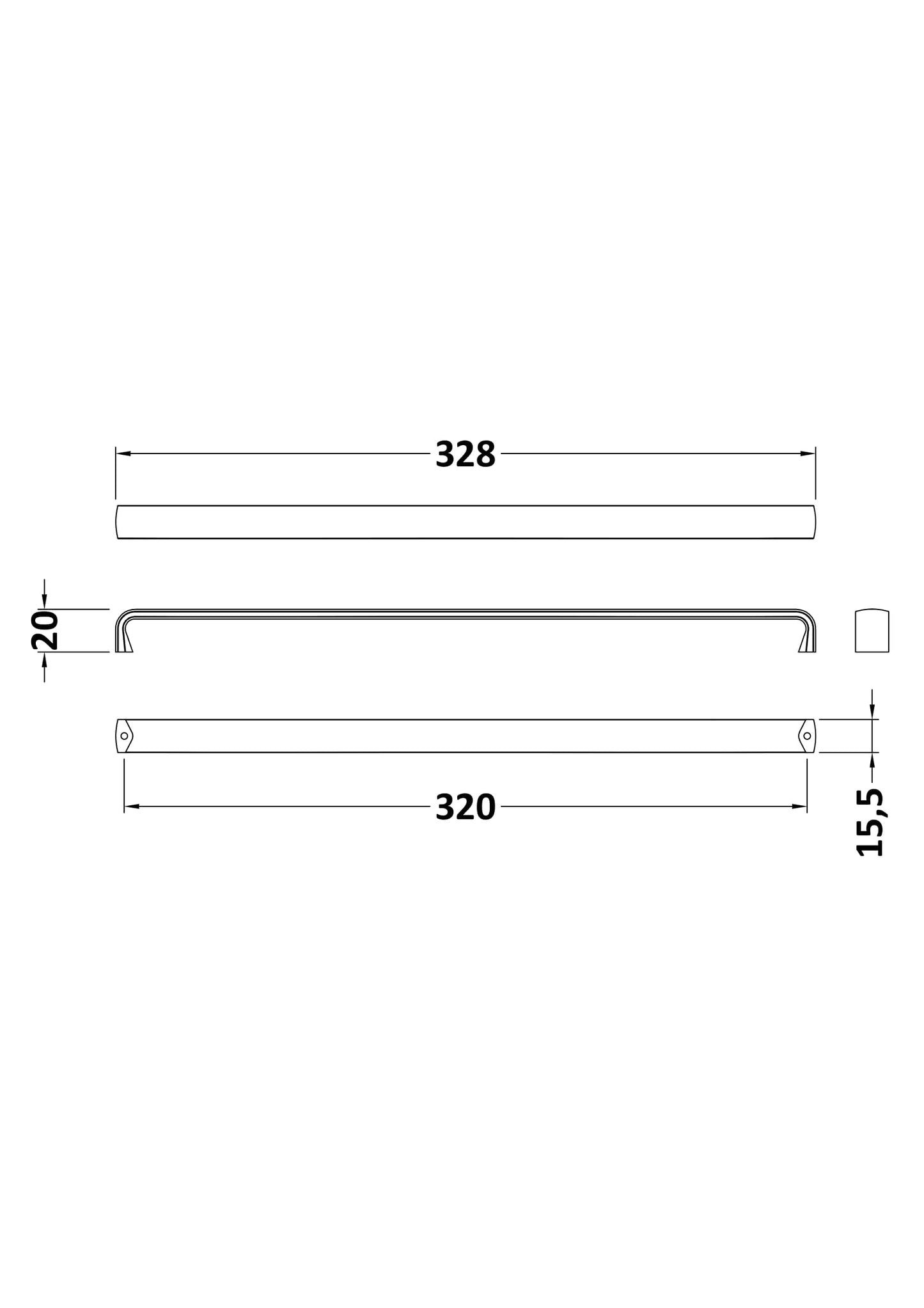 NUIE 328mm D Handle (320mm Centres)