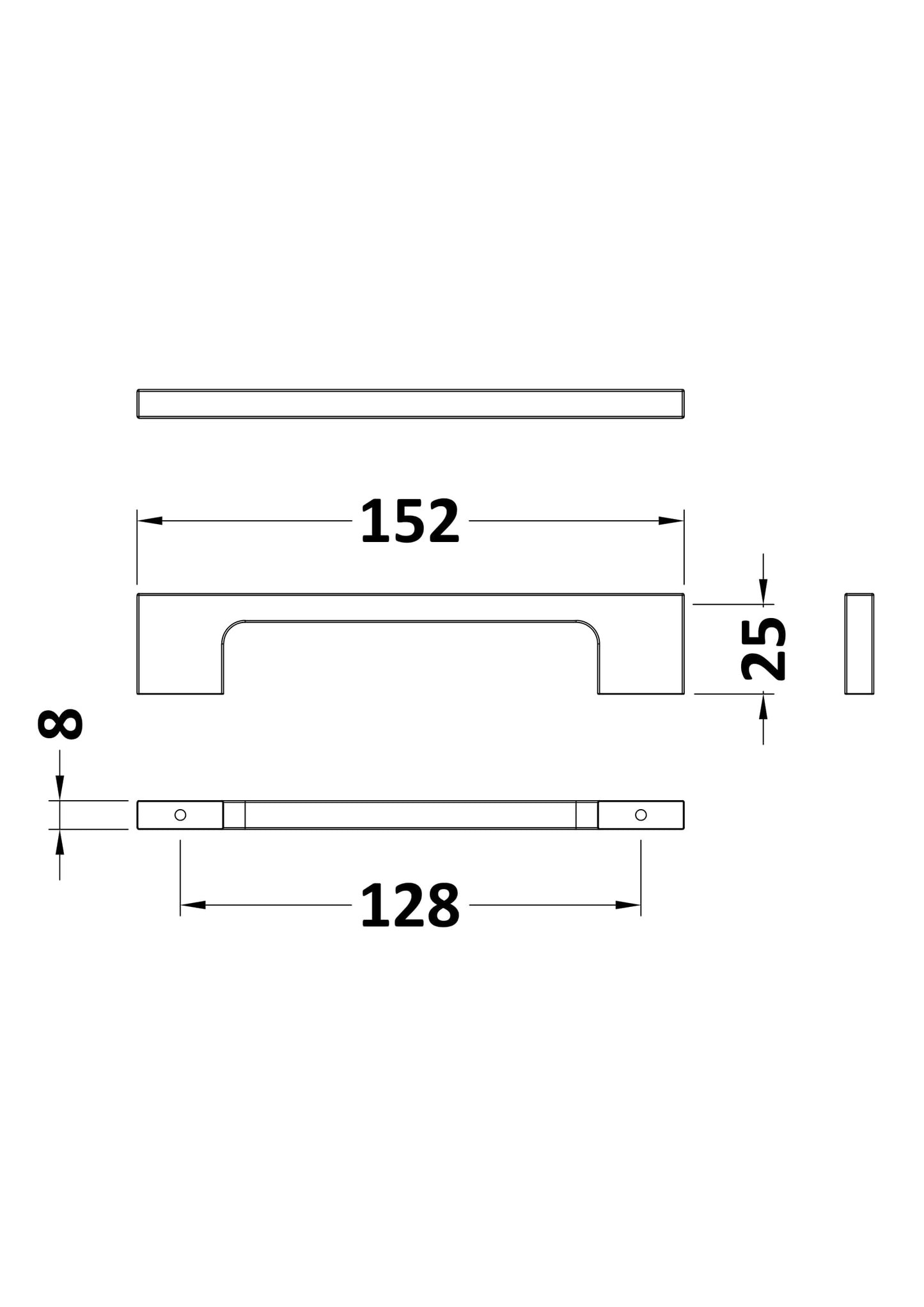 NUIE 150mm Slim Line D Handle