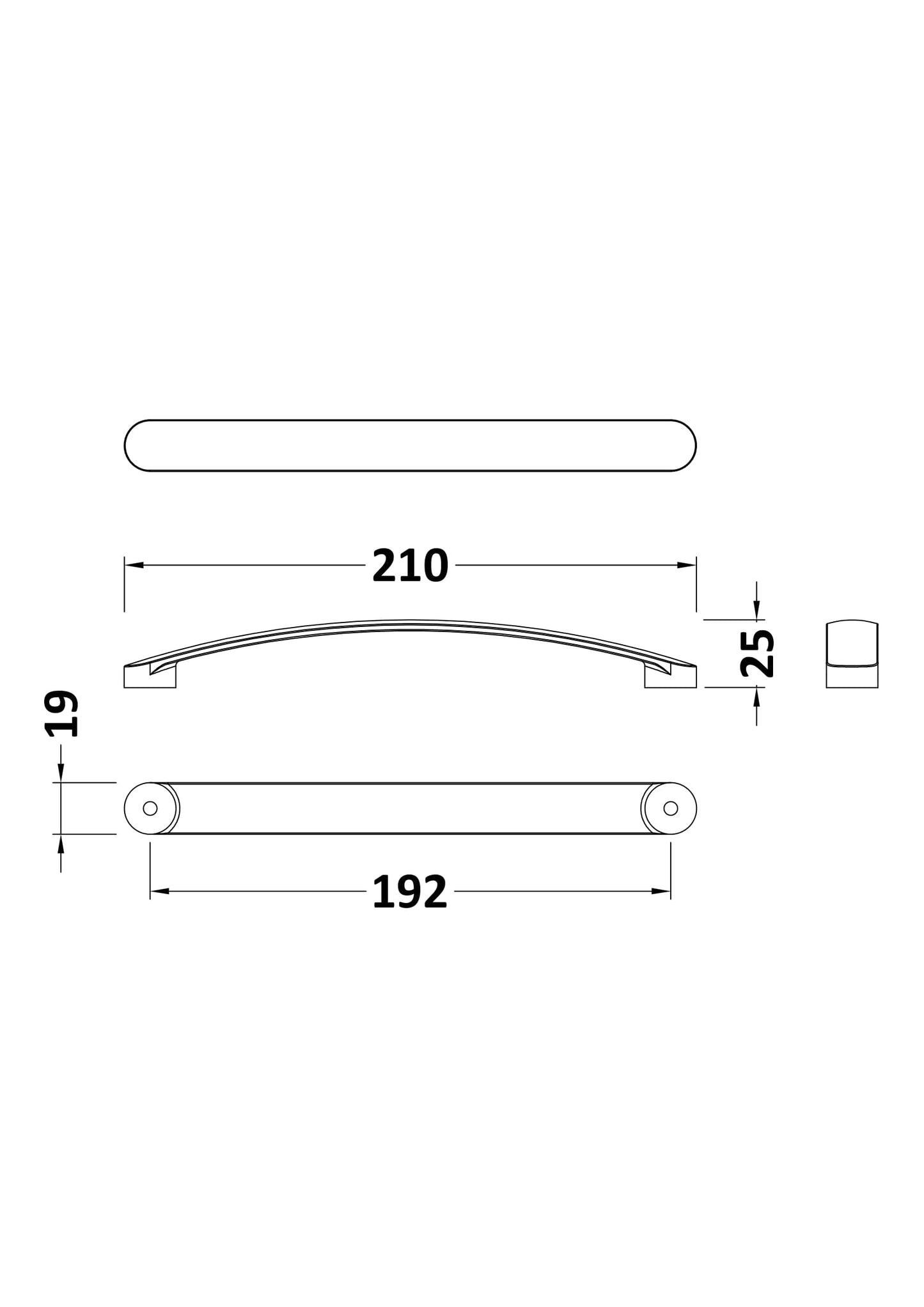 NUIE 210mm D Shape Bar Handle
