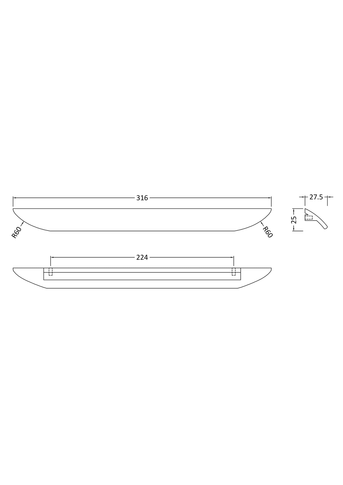 NUIE Finger Pull Handle 224mm