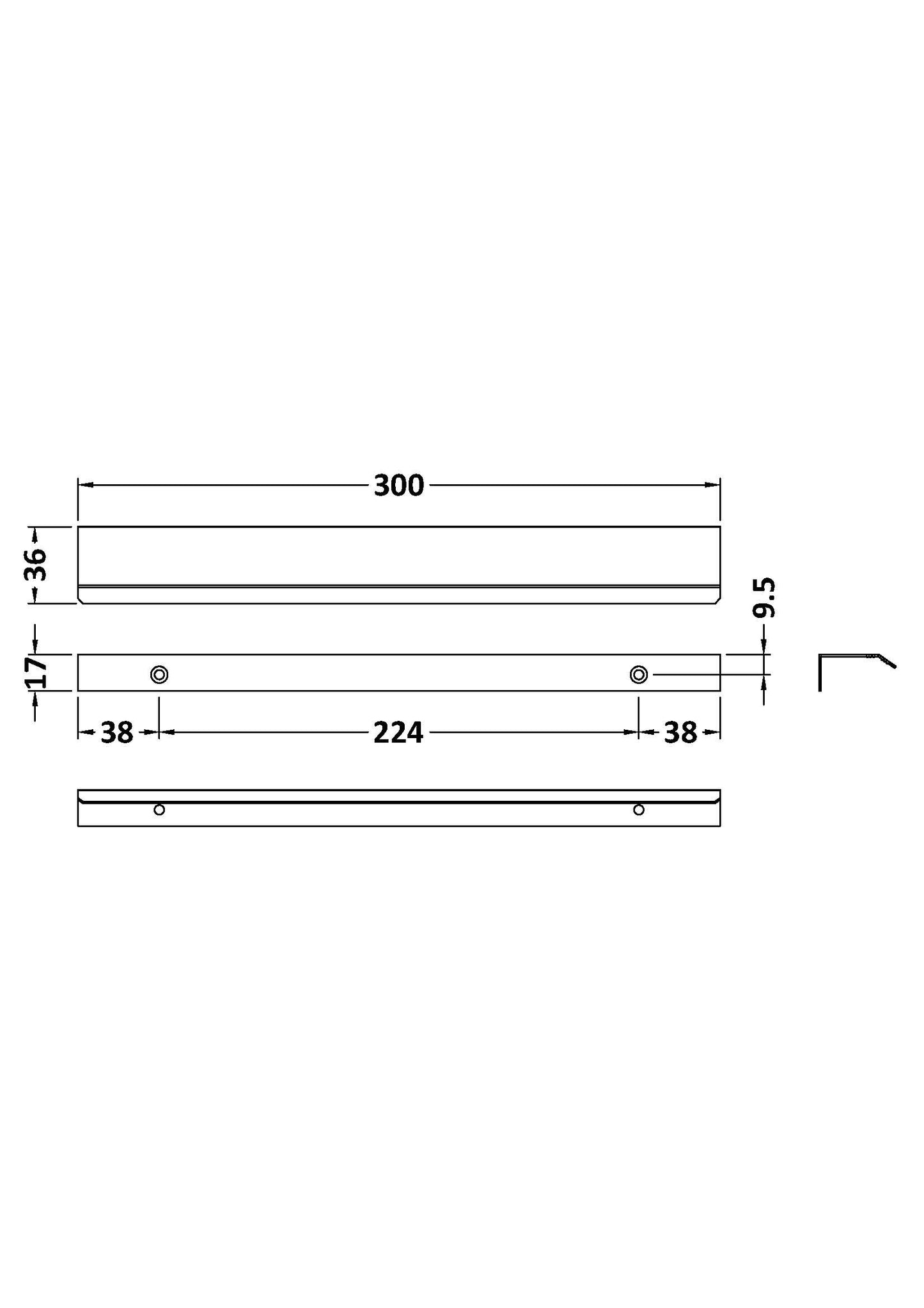 NUIE Finger Pull Handle 300mm