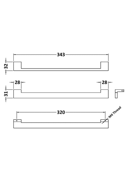 NUIE Square Drop Handle 320mm