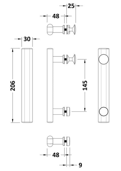 NUIE Pacific Square Chrome Handle