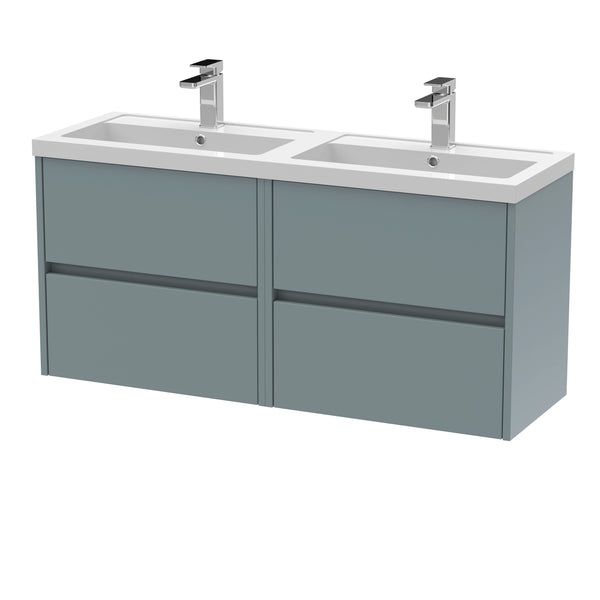 NUIE 1200mm Wall Hung 4 Drawer Unit & Double Basin