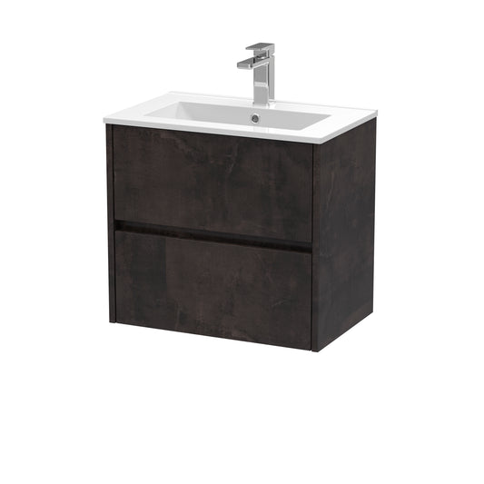 NUIE 600mm Wall Hung 2 Drawer Unit & Basin 2