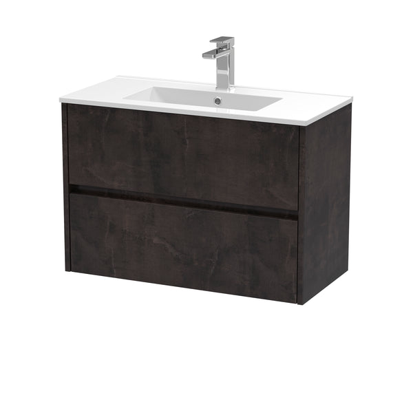 NUIE 800mm Wall Hung 2 Drawer Unit & Basin 2